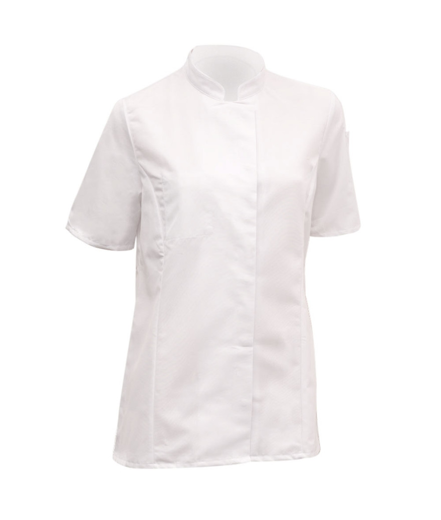veste cuisine femme blanche ladybelle manches courtes