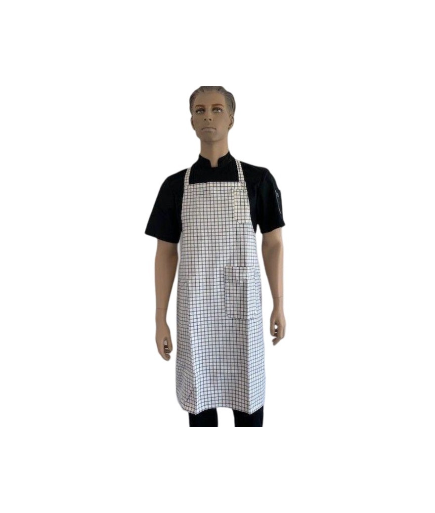 tablier cuisine carrreaux bleu curcuma