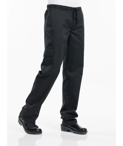 pantalon de cuisine baggy noir chaud devant