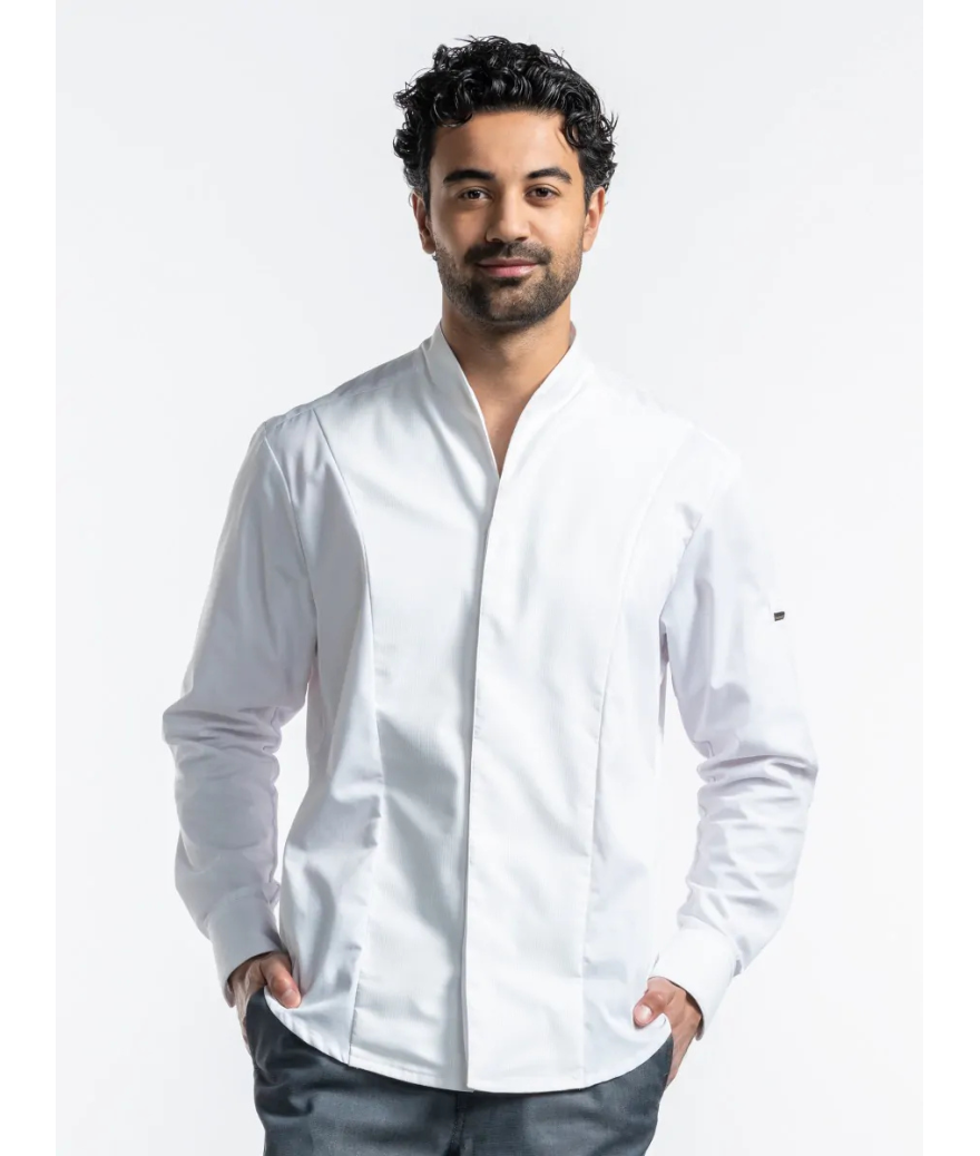 veste cuisine élégante blanche noble chaud devant