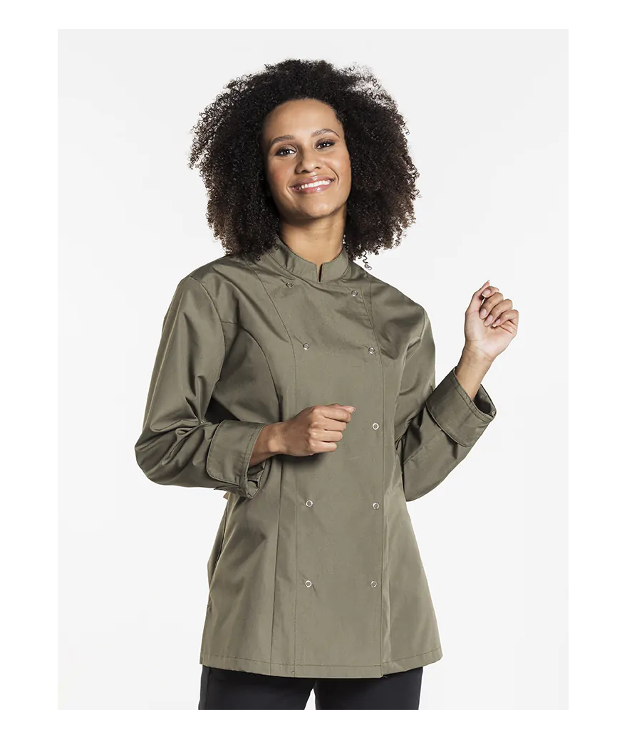 Veste de cuisine Femme manches longues Poco vert olive