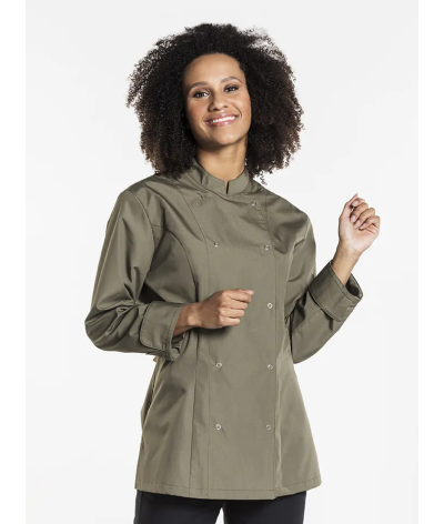 Veste de cuisine Femme manches longues Poco vert olive