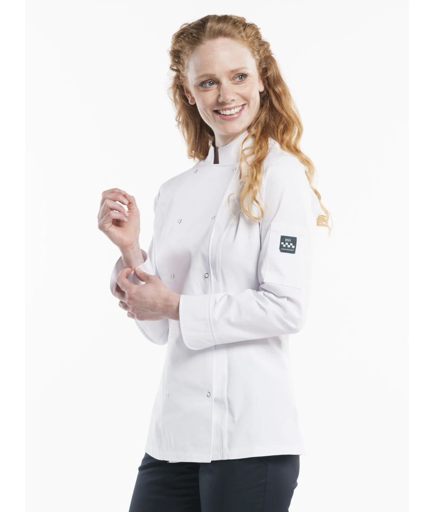 Veste de cuisine Femme manches longues Poco Blanche
