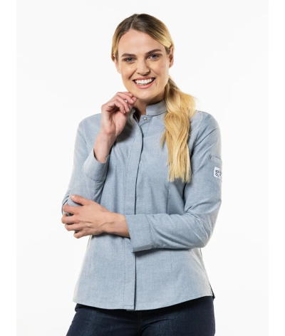 Veste de cuisine Femme manches longues Nordic Bleu gris- Chaud devant