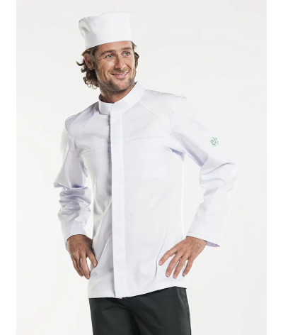Veste de cuisine blanche Homme Eco responsable SALERNO - Chaud Devant