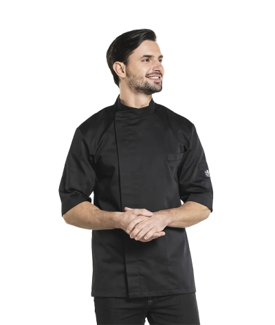 Veste de cuisine Blanche Homme Manches Courtes BACIO - Chaud Devant