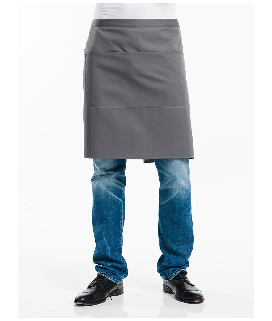 Tablier de cuisine bas demi chef Gris clair - Chaud Devant