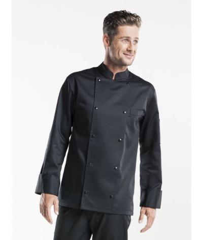 Veste de cuisine noir manches longues ROMA - Chaud Devant