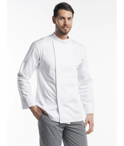 Veste de cuisine Blanche Homme Manches Longues BACIO - Chaud Devant