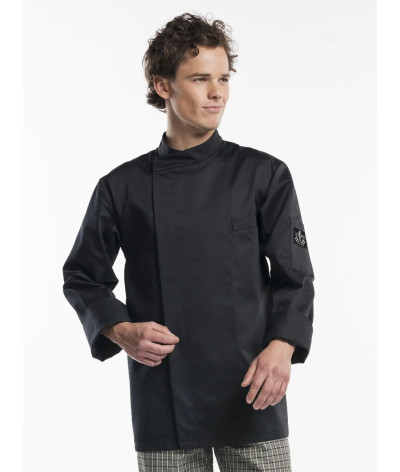 Veste de cuisine Noire Homme Manches Longues BACIO - Chaud Devant