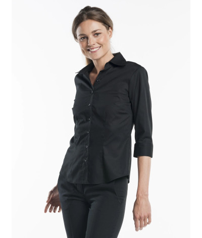 Chemisier femme noir manche 3/4 stretch - Chaud Devant