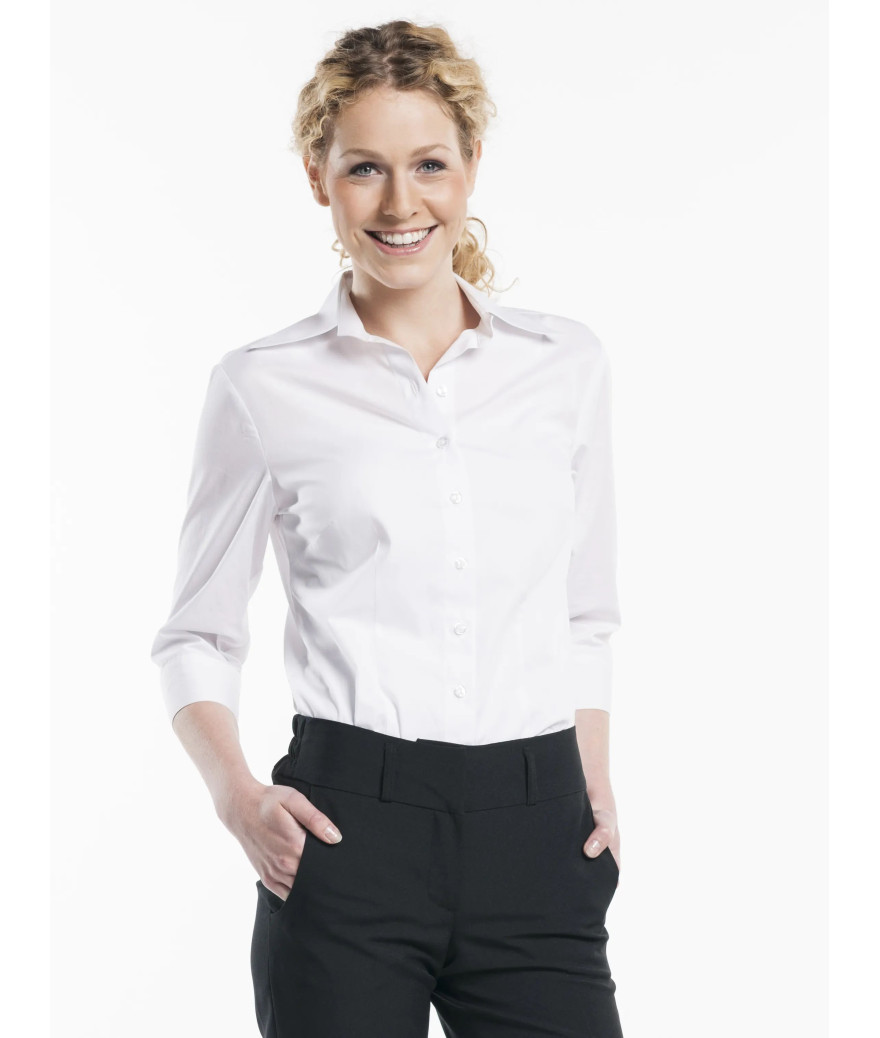 Chemisier femme Manches 3/4 Blanc Stretch - Chaud Devant