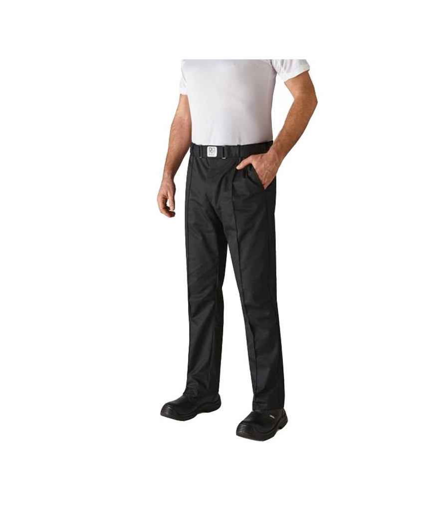 Pantalon de cuisine noir ceinture élastique & réglable SARENAL