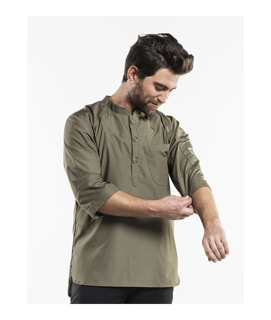 Veste de cuisine mixte professionnelle vert Olive Bujutsu