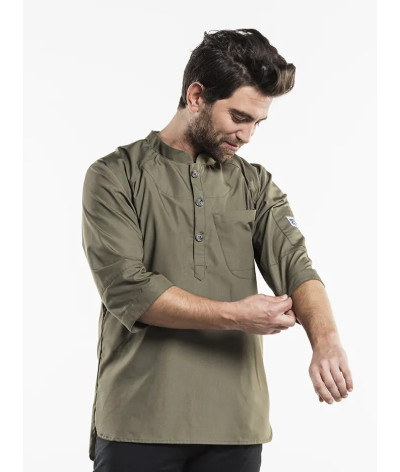 Veste de cuisine mixte professionnelle vert Olive Bujutsu