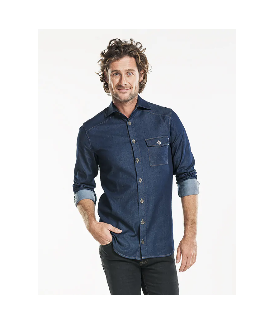 Veste de cuisine Stretch Denim Bleu Homme - Chaud Devant