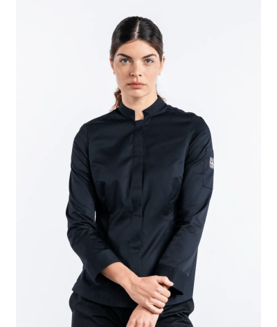 Veste de cuisine Noire Femme cheffe SABOR - CHAUD DEVANT