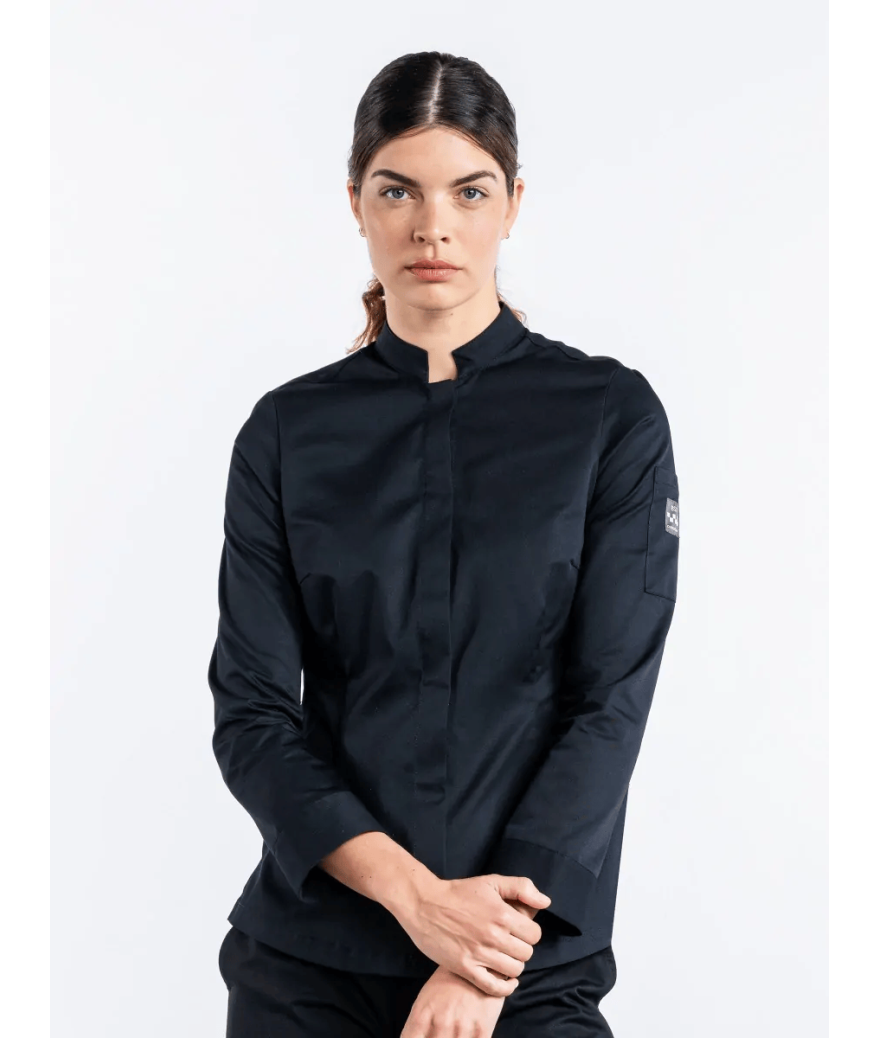 Veste de cuisine Noire Femme cheffe SABOR - CHAUD DEVANT