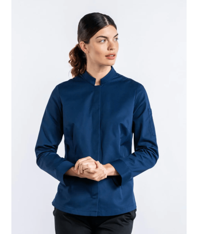 Veste de cuisine Bleue Femme cheffe SABOR - CHAUD DEVANT