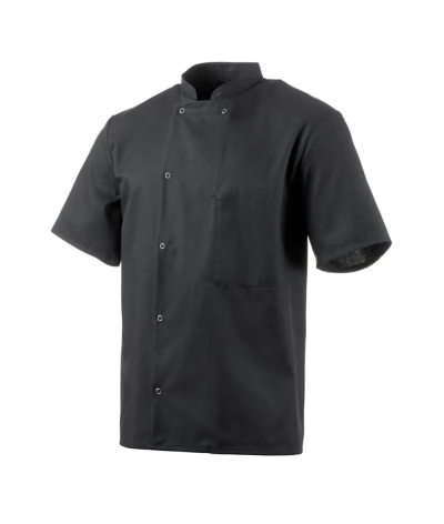 Veste de cusine mixte INOX MC Noire - Robur