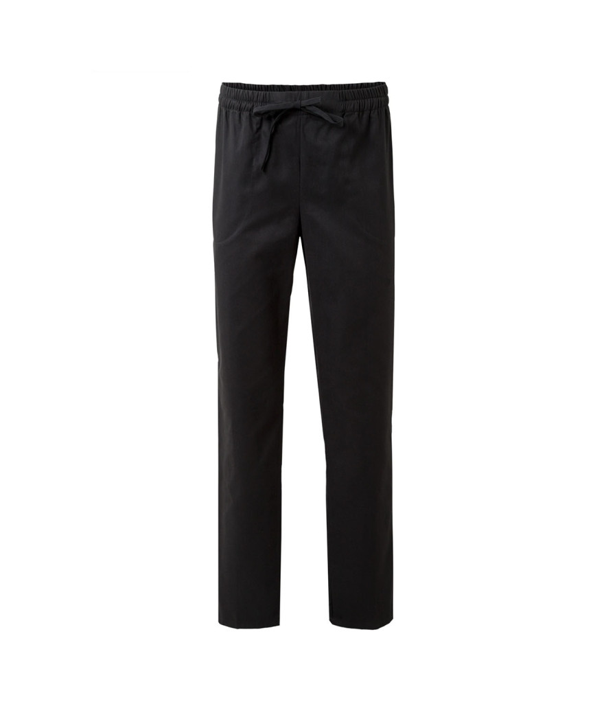 Pantalon de cuisine noir ceinture élastique lanière Mixte - Velilla