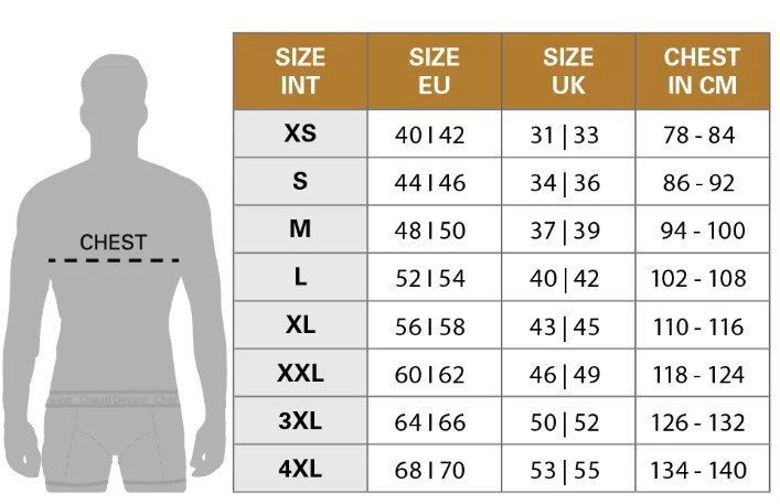 Guide des tailles veste de cuisine Sabor vert olive